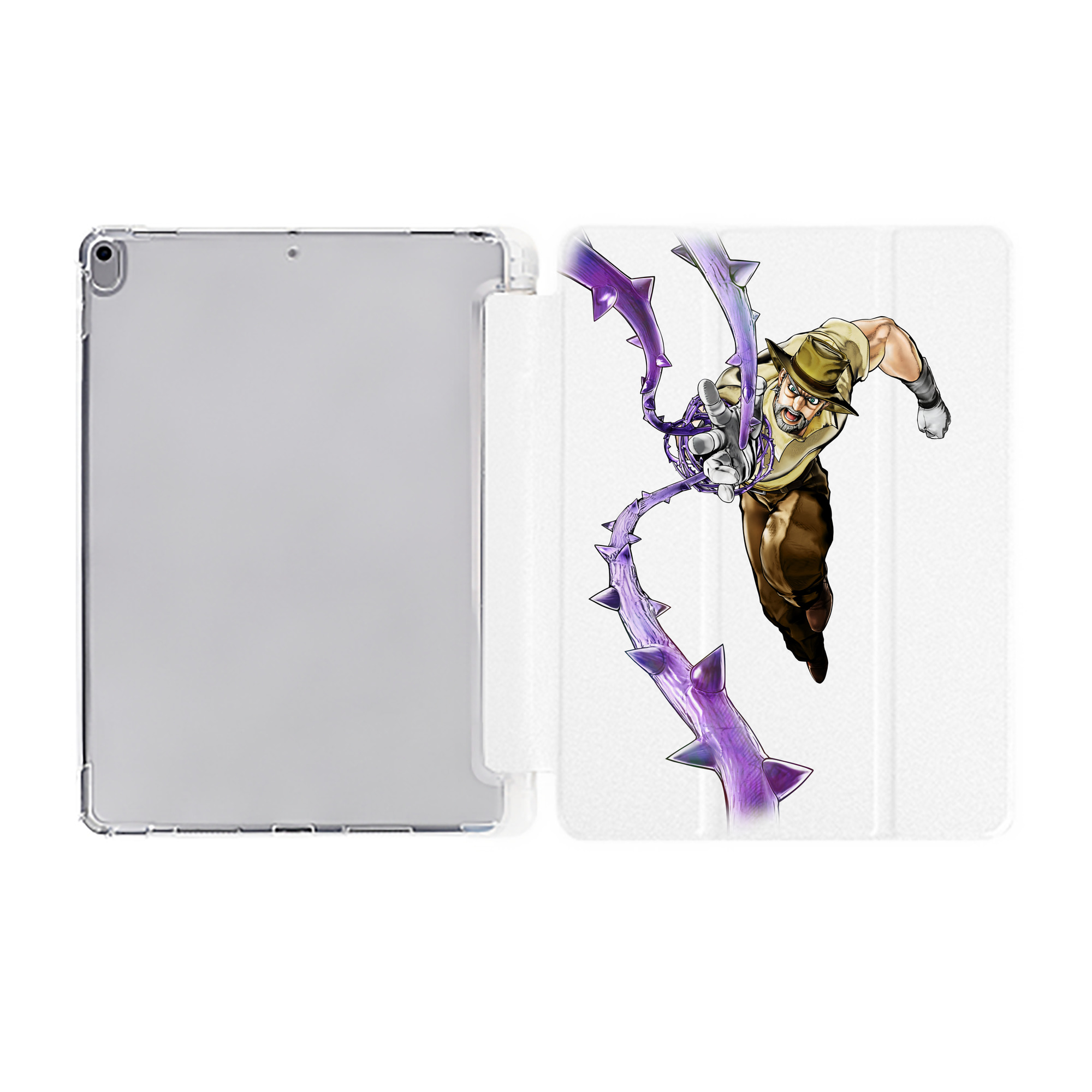 （画像用） ジョジョの奇妙な冒険 ジョセフ?ジョースター JoJo's Bizarre Adventure Joseph Joestar IPad ケース ペン収納付き 三つ折りスタンド PUレザー×シリコン 対応機種9.5/10.5/10.9インチ